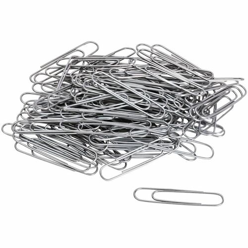 Universal Paper Clip - Jumbo - 1.9" Length x 0.5" Width - for Office, School, Home, Paper, Sheet, Document - Durable, Smooth - Silver - Steel Wire - 100 Clips/Box - 1000 / Pack