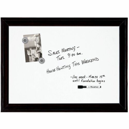 Quartet Home Décor Magnetic Dry-Erase Board, 17" x 23" , Ebony Frame - 23" (1.9 ft) Width x 17" (1.4 ft) Height - White Painted Steel Surface - Ebony Wood Frame - Horizontal/Vertical - Magnetic - Smooth Writing, Easy to Clean - 1 Each