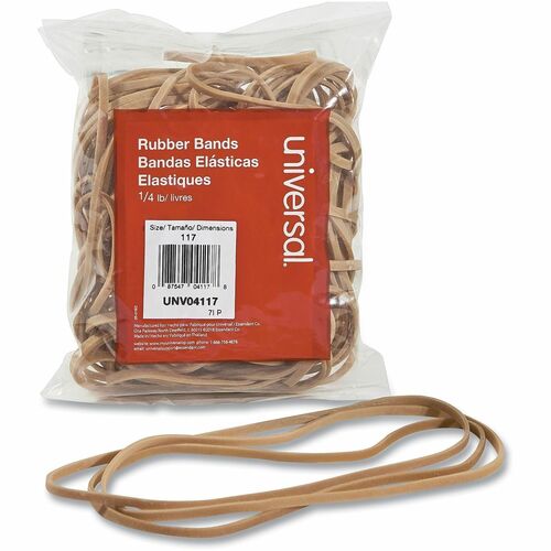 Universal Standard Rubber Bands - Size: #117 - 7" Length x 0.1" Width - Elastic - Rubber - Beige - 50 / Pack
