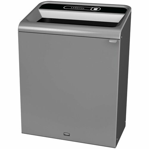 Rubbermaid Commercial Configure 1 Stream Gray Container - Open Top - 45 gal Capacity - For Commercial, Indoor, Outdoor - Contoured Edge, Ergonomic Handle, Hinged Door, Venting Channel, Damage Resistant, Recyclable - 38" Height x 19.5" Width x 29.1" Depth 