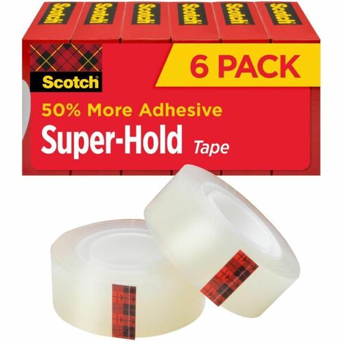 Scotch Super-Hold Tape - 27.78 yd Length x 0.75" Width - Clear - Matte Acetate Backing - Synthetic Acrylic Adhesive - Dispenser Included - Easy to Use Dispenser - Moisture Resistant - For Envelope, Repair, Mounting, Crafting, Metal, Plastic, Cardboard, Of
