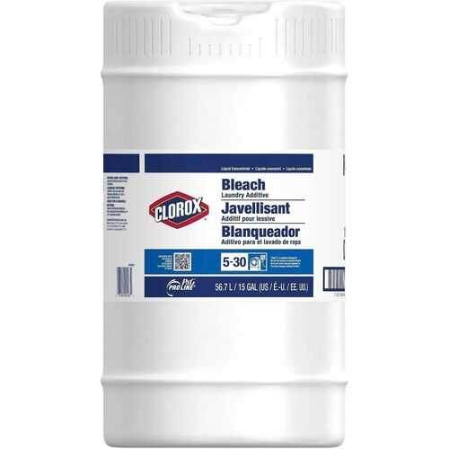 PRO LINE Clorox Bleach Laundry Additive - For Laundry, Hotel, Nursing Home - Concentrate - Liquid - 1920 fl oz (60 quart) - Recommended For: Stain Remover - Non-hazardous, Non-corrosive - White - 1 Carton