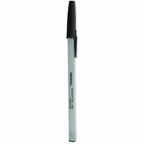 Universal Ballpoint Pen - Black Ink - Oil Based - Gray Stick, Black Barrel - Office - 1 Dozen