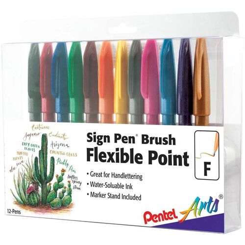 Pentel Sign Pen Porous Point Pen - Assorted Ink - 12 / Pack