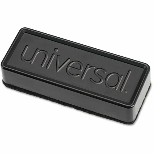 Universal Dry Erase Whiteboard Eraser, 5" x 1.75" x 1" , Black - Felt Surface - Rectangle - 1 Each