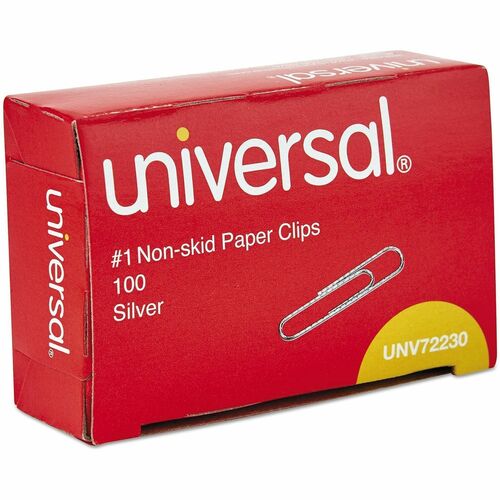 Universal Paper Clip - No. 1 - 1.3" Length - for Paper, Paper Clip, Office, School, Home, Sheet, Document - Non-skid, Durable - Silver - Steel Wire - 100 Clips/Box - 1000 / Pack