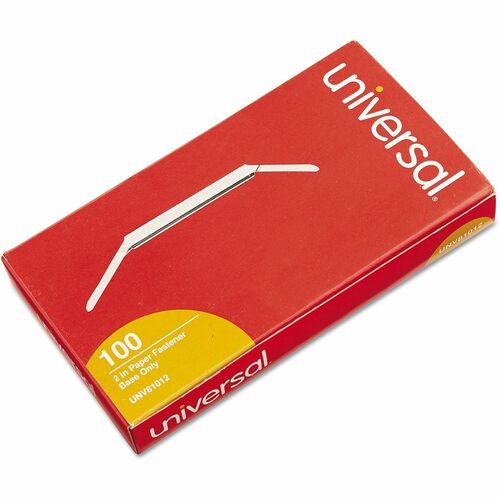 Universal Paper Fastener - Standard - 2" Size Capacity - 200 Sheet Capacity - for Binding, Document, Office, School - 2 Prong, Durable - Silver - Steel - 100 / Box