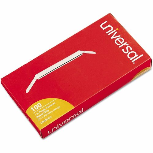 Universal Paper Fastener - Standard - 1" Size Capacity - 100 Sheet Capacity - for Binding, Document, Office, School - 2 Prong, Durable - Silver - Steel - 100 / Box