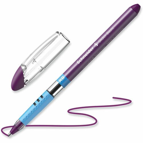 Rediform Slider Basic XB Ballpoint Pen - 1.4 mm Extra Bold Pen Point - Violet Ink - Transparent Barrel - Stainless Steel Tip - Document, Writing - 10 / Box