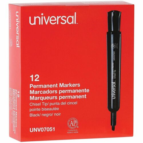 Universal Permanent Marker - Black Ink - Plastic Barrel - Office, Project, Label - 1 Dozen