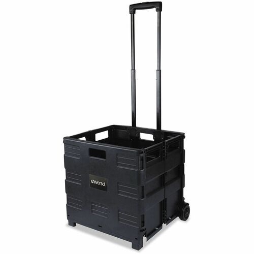 Universal Collapsible Mobile Storage Crate, Plastic, 18.25 x 15 x 18.25 to 39.37, Black - External Dimensions: 18.3" Width x 15" Depth x 39.4" Height - Plastic - Black - 1 Each