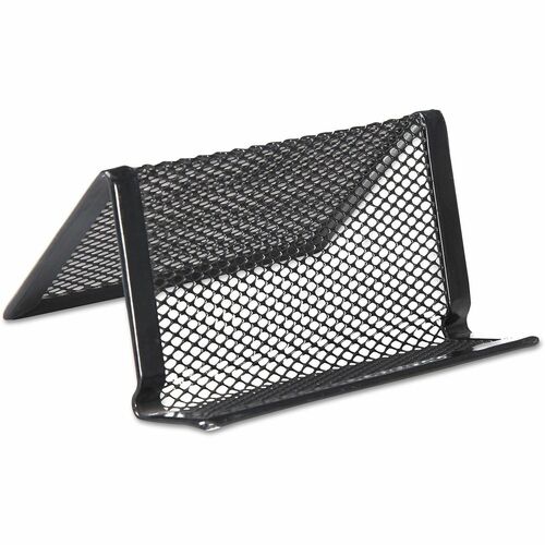 Universal Business Card Holder - Holds 50 x Card - Support 2.25" x 4" Media - 2.1" Height x 3.8" Width x 3.4" Depth - Metal Mesh - Black - 1 Each