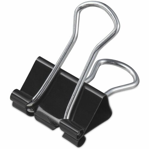 Universal Binder Clip - Small - 0.7" Width - 0.38" Size Capacity - for Paper, Binder, School, Home - Sturdy, Foldable Handle, Removable Handle - Black, Silver - Steel Wire - 12 / Box