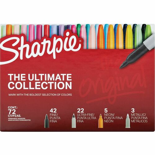 Sharpie Ultimate Permanent Marker - Fine Marker Point - Assorted - 72 / Box