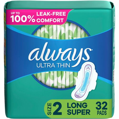 Always Flexi-Wing Ultra Thin Pads - WithWings - 32 / Pack - Anti-leak, Absorbent, Odor-absorbing