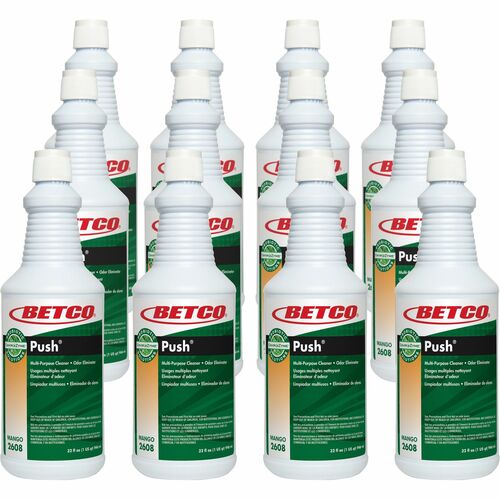 Betco BioActive Solutions Push Cleaner - Concentrate - Mango Scent - 12 / Carton - Non-corrosive, Non-flammable, Caustic-free - Milky White