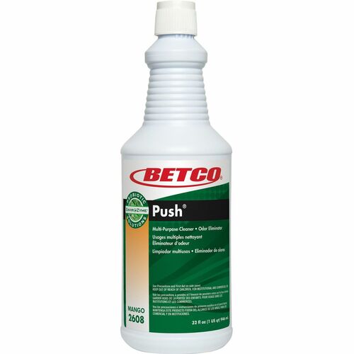 Betco BioActive Solutions Push Cleaner - Concentrate - Mango Scent - 1 Each - Non-corrosive, Non-flammable, Caustic-free - Milky White