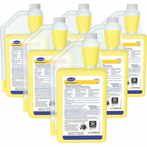 Diversey Prominence Heavy Duty Floor Cleaner - Concentrate - 32 fl oz (1 quart) - Citrus Scent - 6 / Carton - Heavy Duty, Film-free, Rinse-free, pH Neutral, Dilutable - Yellow