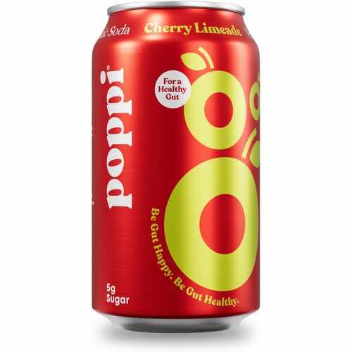 Poppi Cherry Limeade-Flavored Prebiotic Soda - Ready-to-Drink - 12 fl oz (355 mL) - 12 / Carton