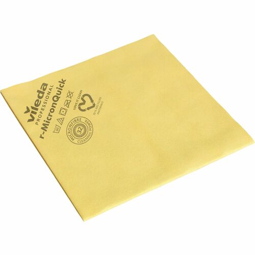 Vileda Professional MicronQuick Microfiber Cloths - 15.75" Length x 14.96" Width - 5 / Pack - Streak-free, Hygienic, Durable, Washable, Lint-free, Absorbent, PVC Free, Solvent-free - Yellow