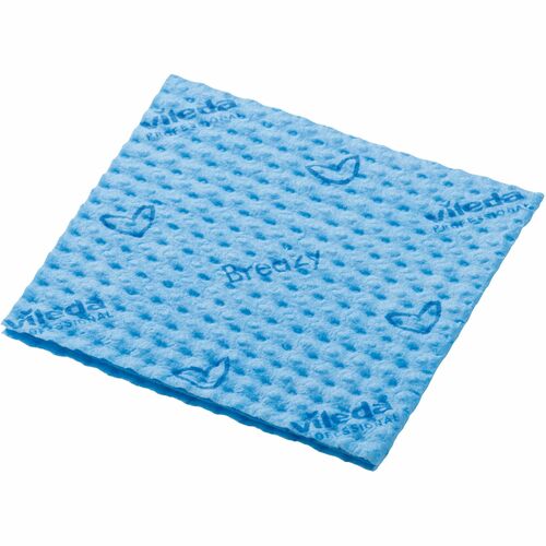 Vileda Professional Breazy Microfiber Cloths - 13.78" Length x 13.78" Width - 25 / Pack - Washable, Hygienic - Blue