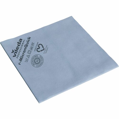 Vileda Professional MicronQuick Microfiber Cloths - 15.75" Length x 14.96" Width - 5 / Pack - Streak-free, Hygienic, Durable, Washable, Lint-free, Absorbent, PVC Free, Solvent-free - Blue