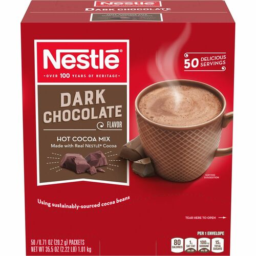 Nestle Dark Chocolate Flavor Hot Cocoa Mix - Packet - 50 / Box