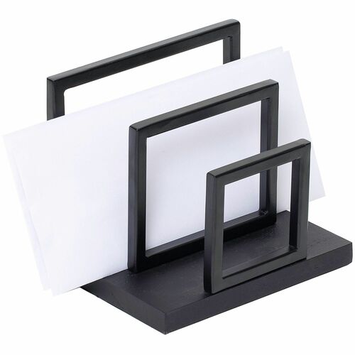 Realspace® Acadia Wood/Metal Letter Sorter, 6-1/4"H x 6-3/4"W x 5"D, Black - 250 x Sheet - 2 Compartment(s) - Vertical - 6.20" Height x 6.70" Width x 5" Depth - Non-skid Base - Black - Wood - 1 Each