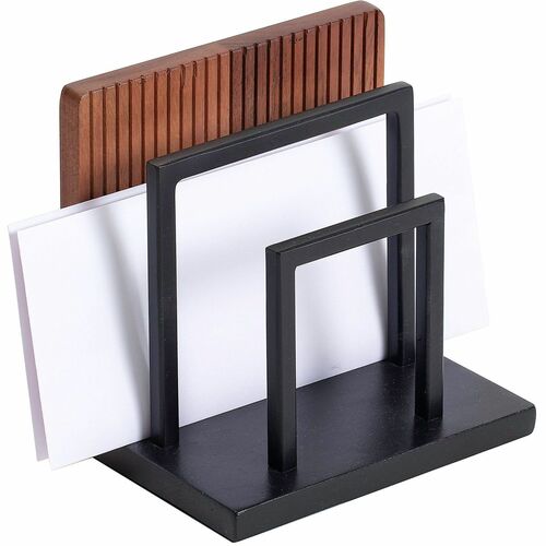 Realspace® Becker Wood/Metal Letter Sorter, 6-3/4"H x 7"W x 5"D, Natural/Black - 250 x Sheet - 2 Compartment(s) - Vertical - 6.70" Height x 7" Width x 5" Depth - Non-skid Base - Natural, Black - Wood Each
