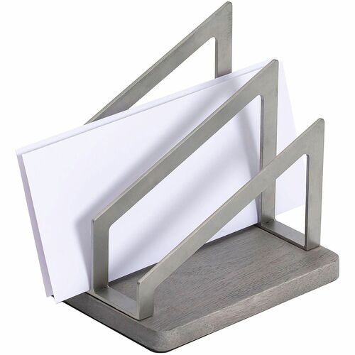 Realspace® Orix Wood/Metal Letter Sorter, 7"H x 7"W x 5"D, Gray/Nickel - 250 x Sheet - 2 Compartment(s) - Vertical - 7" Height x 7" Width x 5" Depth - Non-skid Base - Gray, Nickel - Wood Each