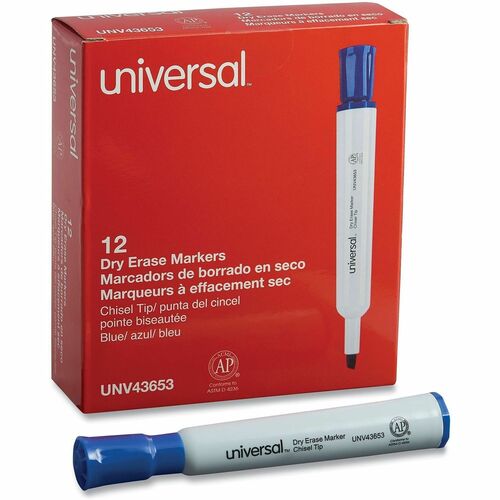 Universal Dry Erase Marker - Erasable - Blue Ink - Dry - Glass, Classroom, Home, Office - 1 Dozen