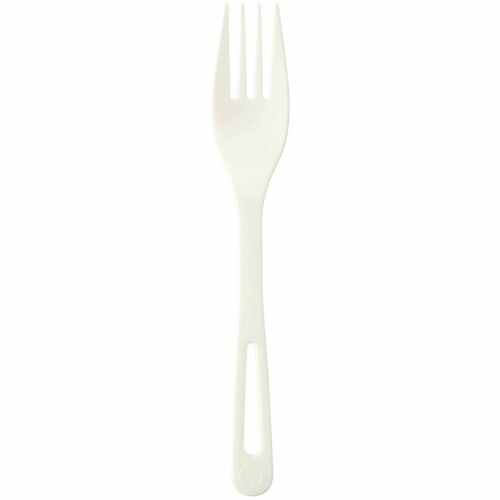 World Centric Compostable White Cutlery - Fork - Fork - Dishwasher Safe - Talc-filled Polylactic Acid (TPLA) - White - 20 / Carton