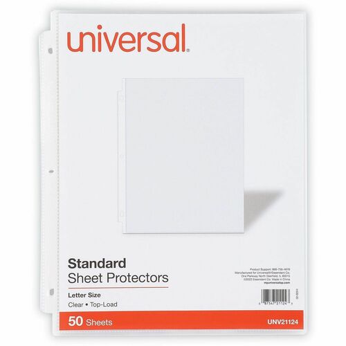 Universal Punched Ring Binder Sleeves - 2 x Sheet Capacity - For Letter Sheet - 3 x Holes - Ring Binder - Top Loading - Clear - Polypropylene - 50/Pack - 1 Pack