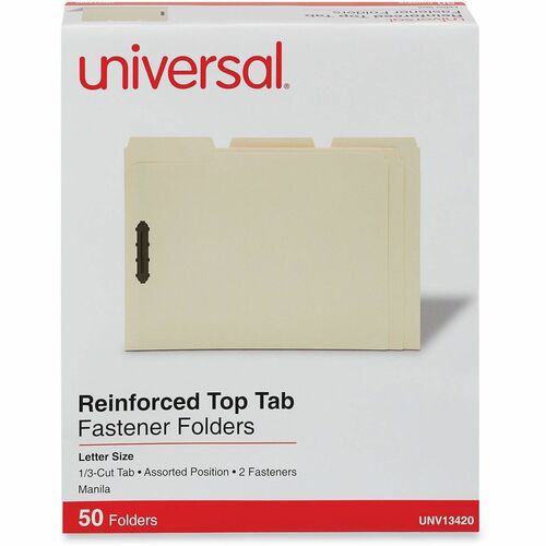 Universal 1/3 Tab Cut Letter Classification Folder - 3/4" Expansion - 2 Fastener(s) - 2" Fastener Capacity - Top Tab Location - Assorted Tab Position - Manila - 50 / Box
