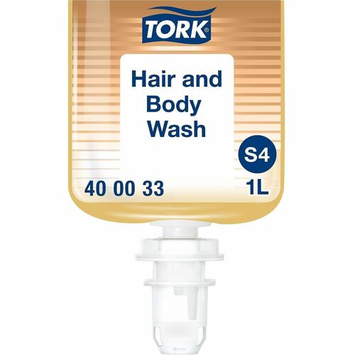 TORK Hair and Body Wash S4, Clean Scent, 6 x 1L - Clean Scent - 33.8 fl oz (1000 mL) - Bottle Dispenser - Hair, Body, Hotel, Spa, Skin, School - White - Moisturizing - Hygienic, Refillable, Perfumed - 6 / Case