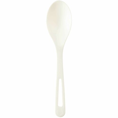 World Centric Spoon - 1000 Piece(s) - Spoon - Cutlery Spoon - Disposable - Plastic, Talc-filled Polylactic Acid (TPLA) - White - 1000 / Carton