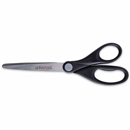 Universal Scissors - 3" Cutting Length - 7" Overall Length - Straight-left/right - Stainless Steel - Pointed Tip - Stainless Steel, Black - 1 Each