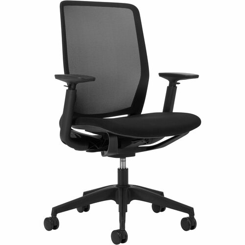 Offices To Go Mesh Synchro Tilter Chair Black - High Back - Black - Mesh, Polyester - Armrest - 1 Each - High Back - GLBOTG13110