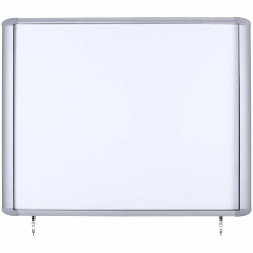 MasterVision Water-Resistant Enclosed Dry-Erase Board - 40" (3.3 ft) Width x 38.3" (3.2 ft) Height - White Lacquered Steel Surface - Anodized Aluminum Aluminum Frame - Rectangle - Magnetic - 1 Each