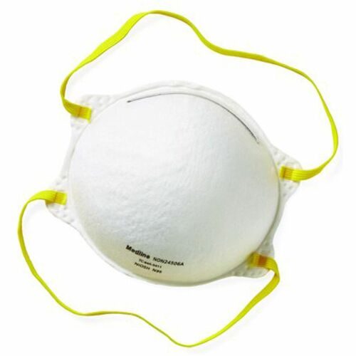 Medline Cone-Style N95 Surgical Respirator Masks - Recommended for: Surgical - Regular Size - Airborne Particle, Flying Particle Protection - Polyester, Metal - White - Fluid Resistant, Disposable, Latex-free - 20 / Box