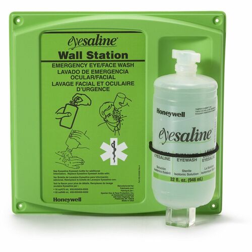 Medline Saline Eyewash Station - 1 quart - Green - Durable, Tamper Resistant, Dust Resistant, Debris Resistant