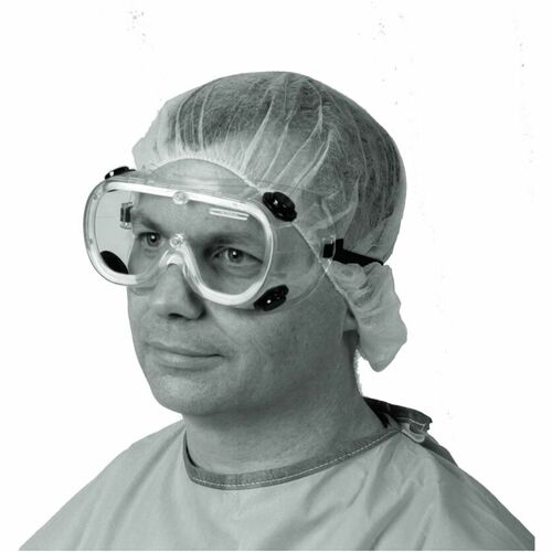 Medline Standard Fluid-Protection Lab Goggles - Recommended for: Eye, Laboratory - Large Size - Fluid Protection - Elastic - Clear - Vented, Impact Resistant, Latex-free - 36 / Carton