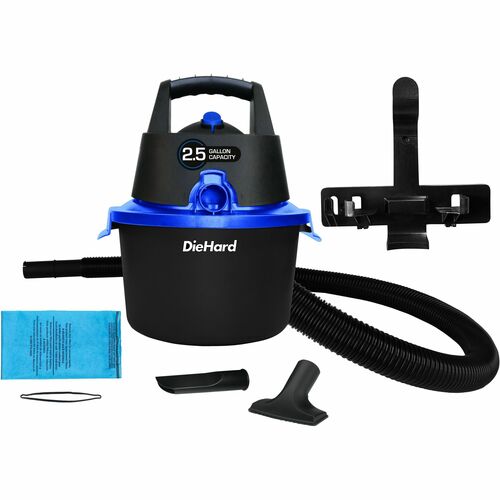 DieHard 2.5-Gallon 2.5 HP Wet/Dry Vacuum - 2.50 gal - Crevice Tool, Pick-up Tool, Filter - Wet Surface, Dry Surface - 10 ft Cable Length - 4 ft Hose Length - Rich Black