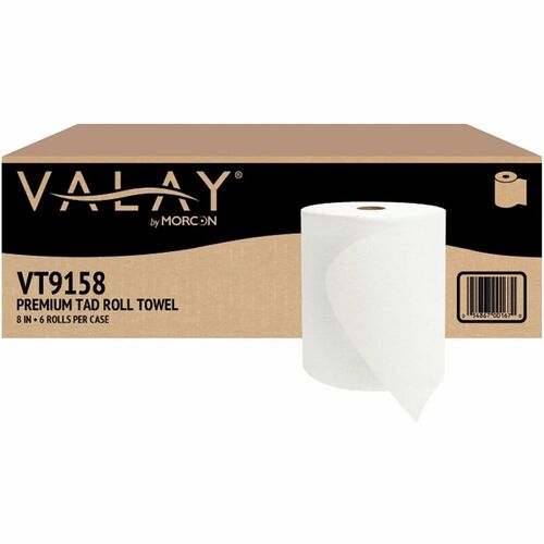 Morcon Valay 8" TAD Premium Roll Paper Towels - 1 Ply - 8" Width x 700 ft Length - 8" Roll Diameter - 2" Core - White - Paper - 6 / Carton