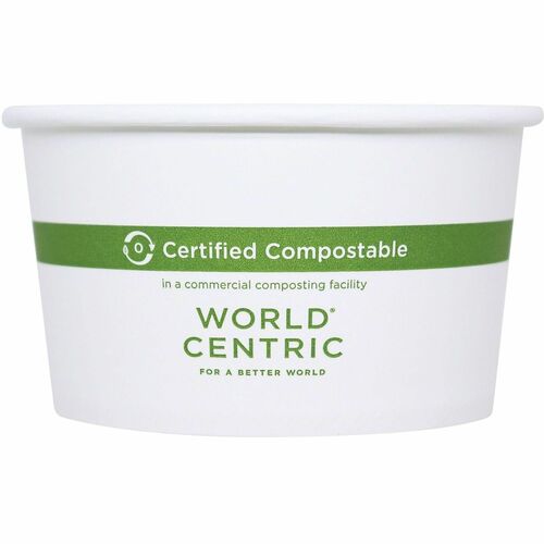 World Centric Compostable White Paper Bowls - Food, Soup, Ice Cream, Food Storage, Salad - White - Paper Body - 10 - 10 / Carton
