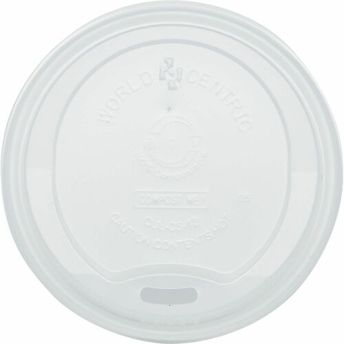 World Centric Compostable White Sip Lids - Round - Polylactic Acid (PLA), Plastic - White - 20 / Carton