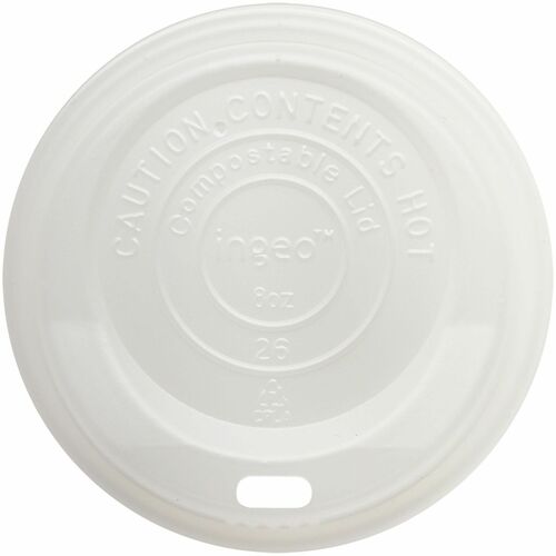 World Centric 8oz Compostable Hot-Cup Sip Lids - Round - Polylactic Acid (PLA) - White - 20 / Carton