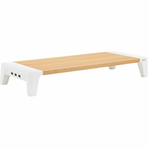 Tripp Lite by Eaton Monitor Riser for Desk - Wood Top, USB-A Charge and Data Ports - 19.96 kg Load Capacity - 3.10" (78.74 mm) Height x 21.80" (553.72 mm) Width x 8.40" (213.36 mm) Depth - Desktop, Tabletop, Countertop - Plastic, Steel, Medium Density Fib