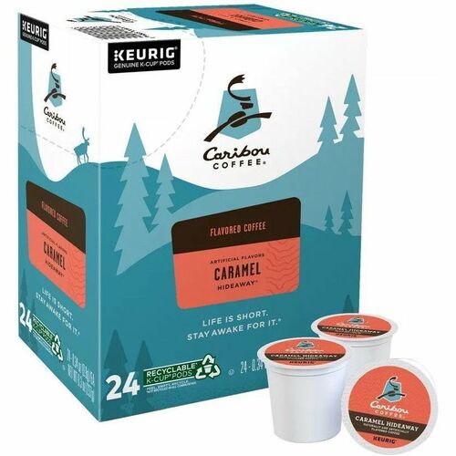 Picture of Caramel Hideaway K-Cup coffee, Caramel flavored, Medium roast, 24 K-Cups per box, Kosher, Rainforest Alliance, 24 EA/BX