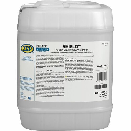 Zep Commercial SHIELD Floor Polish - For Floor, Multipurpose - 640 fl oz (20 quart) - 1 Each - Water Based, Durable, Scuff Resistant, Black Mark Resistant, Slip Resistant - Milky White